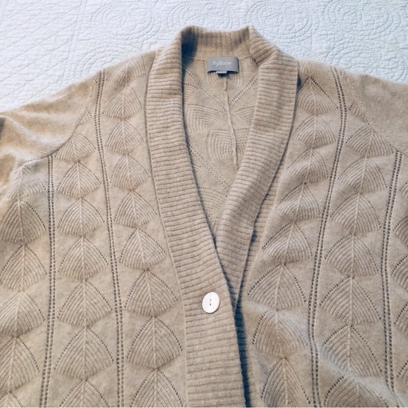 Ryllace 100% cashmere Chateau Pointelle knit cardigan sweater. Women’s size 1X. - Picture 1 of 12